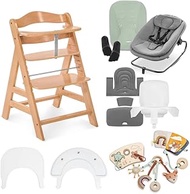 hauck Alpha Start N Grow Set, Natural Dark Grey - from Birth to 90 kg, Wooden High Chair Made of Bee