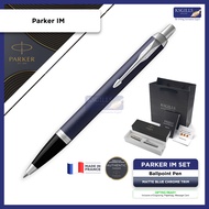 Parker IM Ballpoint Pen - Blue Matte Chrome Trim (with Black - Medium (M) Refill) / {ORIGINAL} / [KSGILLS Pen Gifts MY]