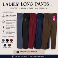 WOMEN STRETCHABLE LONG PANTS ZIP POCKETS /3 Quarter Pants 3/4 Pants 9602/7602 (SELUAR PANJANG PEREMP