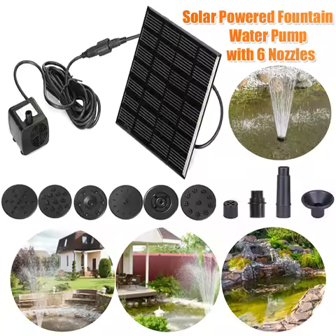 1.2W Solar Water Fountain Pump 200L/h with 6 Nozzles Solar Powered Fountain Water Pump Solar Pond Pu