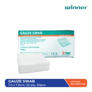 [Bundle of 3] WINNER Non-Sterile Absorbent Gauze Swab 7.5cm x7.5cm, 32ply (50pcs/pack)