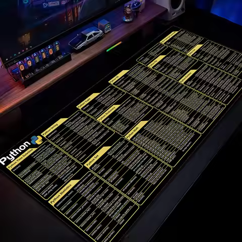 Python Shortcut Key Mouse Pad Large Anti-Slip Rubber Gaming MousePad Durable Desk Pad Thick Seam Edg