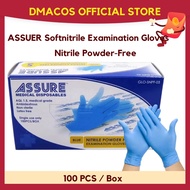 ASSURE Soft Nitrile Examination Gloves, Powder-Free - 100's/Box [S/M/L sizes]