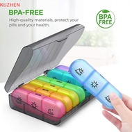 KUZHEN Portable Pill Box 7 Days Organizer 21 Grids 3 Times One Day Medicine Case KUZHEN