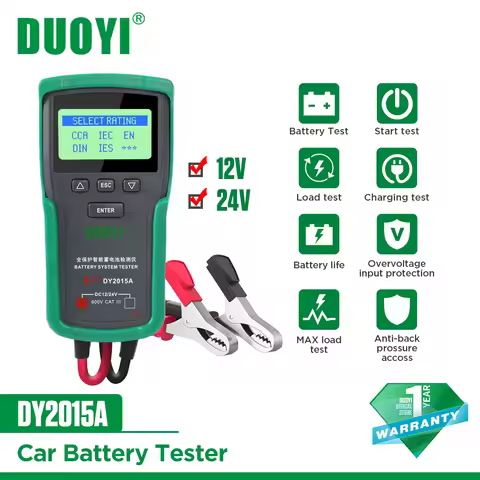 DUOYI DY2015A 12V&24V Car Battery Tester Digital Auto Load AC Battery Tool Automotive Starting Type 