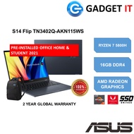 ASUS VIVOBOOK S 14 FLIP OLED TN3402Q-AKN115WS LAPTOP (RYZEN 7 5800H,16GB,1TB SSD,14" 2.8K,RADEON GRA