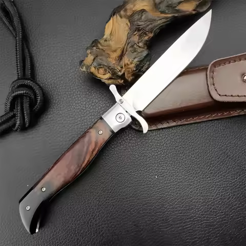 Russian Finka NKVD Folding Knife Mirror 440C Blade Ebony Handle Outdoor Tactical Military Combat Kni