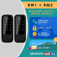 Igloohome Bundle - Rim Lock Metal Gate 2 (RM2) + Wooden Door Rim Lock (RW1)