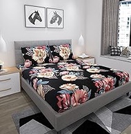 GACHDECOR All Around 72 x 78 Size Elastic Fitted Bedsheets King Size Double Bed Bedsheet with 2 Pill