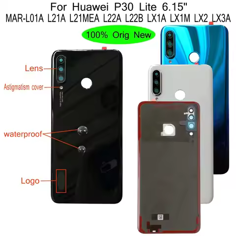100% Orig New For Huawei P30 Lite 6.15" MAR-L01A L21A L21MEA L22A L22B LX1A LX1M LX2 Rear Back Door 