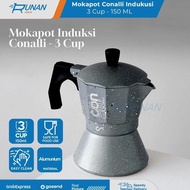 Mokapot Induction Cooker 3 cup 150ml - Moka Pot Induction 3 cup Conalli Abu