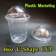 16oz U Shape PP Cup 100pcs+- / 500ml Disposable Plastic Cup / Taiwan Boba Milk Tea Cup Curve End /  