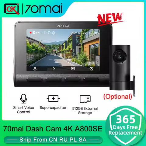 70mai 4K A800SE Dash Cam UHD 30fps HDR Support Dual-Channel 24H Parking HDR Supercapacitor Wifi 6 Vo