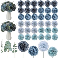 5/10Pcs Assorted Artificial Flowers Head Roses Eucalyptus Leaves Silk Artificial Flowers Bouquet Flo