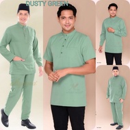 🌺BAJU LELAKI TEMA DUSTY GREEN🌺 Baju Raya 2024 Kurta & Baju Melayu Plus size XS-4XL Baju Sedondon Aya