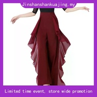 Dance since wide-legged pants waist trousers falbala joker hang down feeling acr舞蹈阔腿裤子女高腰裤子荷叶边百搭垂坠感练