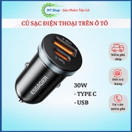 30W car fast charger, Type C + USB port