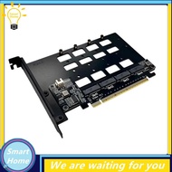 [Hmou] R34A PCIE 5.0 Gen5 X16 to 4-Port Card M.2 NVMe Hard Drive Split Adapter Expansion Card 128Gbp