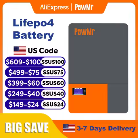 PowMr Powerwall 200AH 100AH LiFePO4 Battery 10KWH 5KWH 48V Energy Solar Lithium Battery 6000+ Cycle
