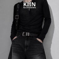 Crock pin buckle wide belt for men and women, easy to coordinate with Korean Kiin y2k retro fashion