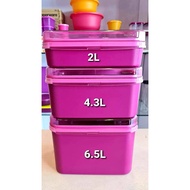 Tupperware : Ezy Rectangular Keeper Set (3) 2L/4.3L/6.5L Full Level