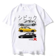 Honda CIVIC EK9 90s New Men's Attack T-Shirt Short Sleeve Hip Hop Sports Casual White Tops JDM Type 