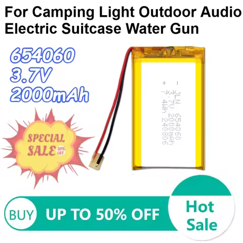 654060 3.7V 2000mAh Polymer Lithium Battery for Camping Light Outdoor Audio Electric Suitcase Water 