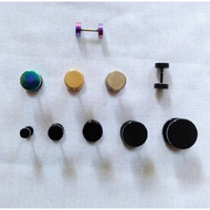 Barbell stud earrings, barbell wheels, stainless steel wheels, barbell earrings