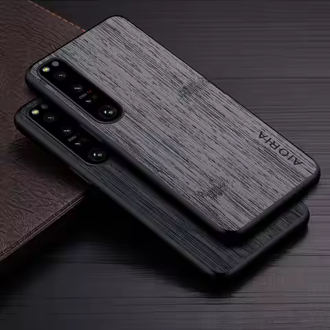 Case for Sony Xperia 1 5 10 IV ACE III II 2 funda bamboo wood pattern Leather phone cover Luxury coq
