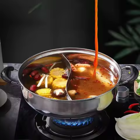 Divided Hot Pot with Lid Versatile Shabu Shabu Pot for Restaurant Party Dorm,Quick Heat Hot Pot Cook