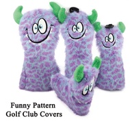1/4pcs Funny Cartoon Animal Golf Club Covers With Adjustable Number Tag - Faux Fur Material, Purple/