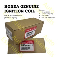 (LOCAL STOCK) HONDA Genuine Ignition Coil 30520-RNA-A01 - HONDA Stream (SMA), Accord (TAO), CRV (SWA), Civic (