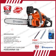 Husqvarna 125 40cc 2Hp 18'' Gasoline Chainsaw FOC Husqvarna 2T Oil 1L Oregon files x3 & Oregon Flat 