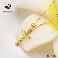 Morning Star 2022 Arrival Gold Plated / 925 Italy Silver Elegant Crucifix Chain &amp; Pendant NT165