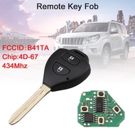 Kunci Fob Mobil 2 Tombol 434Mhz, dengan Chip 4D67 B41TA Cocok untuk