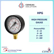 COMET High Pressure Gauge (PSI / Bar Reading) | 15 PSI, 30 PSI, 150 PSI, 300 PSI
