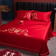 Cadar Katil Merah Kapas Tulen Perkahwinan Sekeping Ringan Mewah Mewah Perkahwinan Hotel Pickup Peray