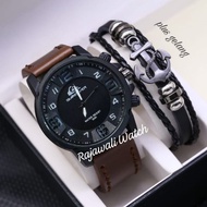 (BISA COD) Best Seller!! Jam Tangan Pria QUIKSILVER PAKET Strap Kulit Free 1 Tali Karet || JAM TANGA