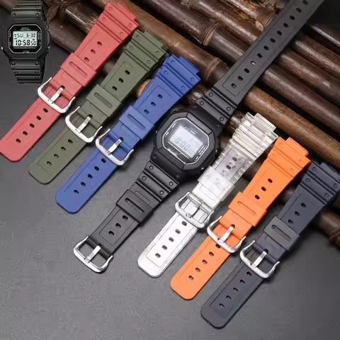 Watch Accessories for Casio DW5600 5900 5000 5025 5700 GWX-5600 Watch Strap Men's Waterproof Resin B