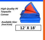 Blue Orange Waterproof Canvas Tarpaulin Sheet Canopy Camping Size 12 feet X 18 feet