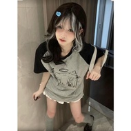 y2k T-Shirt y2k Women's American Retro Top y2k y2k y2k Clothes Cartoon Contrast Color Asian Culture 