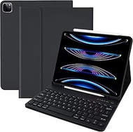 Keyboard Case for iPad Pro 12.9 2022 6th Generation / 2021 5th Gen / 2020 4th Gen / 2018 3rd Gen, 12.9-inch iPad Pro Case with Magnetically Detachable Wireless Keyboard and Pencil Holder, Black