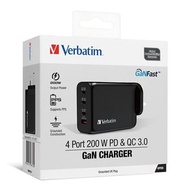 (全新行貨) Verbatim 4 Port GAN PD3.0 200W PD &amp; QC3.0 USB牆插充電器 (66703)