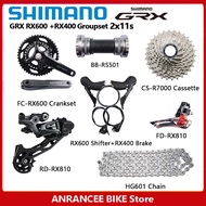 Shimano GRX RX600 RX400 Hydraulic Disc Brake Groupset 2x11s Road Bike RX600 Crankset RX600 Shifter R