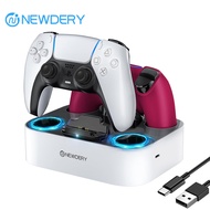 NEWDERY PS5 Controller Charger Station for Playstation 5 &amp; DualSens Fast Charging Dock Stand PS5 Dual Controller Charging Station with Dualsense Edge Controller,Cable