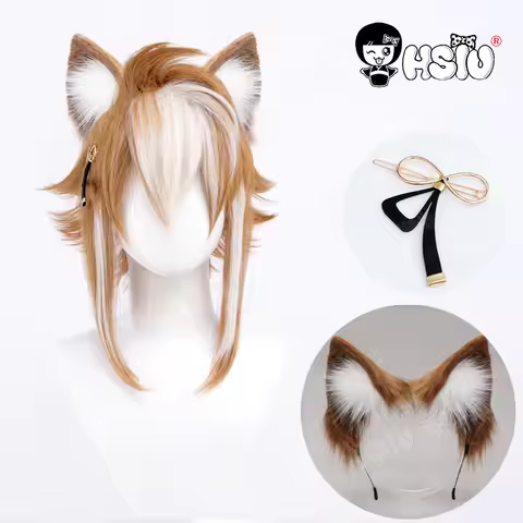 Gorou Cosplay wig game Genshin Impact Cosplay HSIU Brown and white mixed color short hair Free wig C