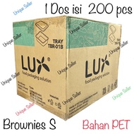 [1 Dos] Mika Brownies S Kecil LUX isi 200 set / Tray Mika Brownies Kecil Small LUX / Tray Sushi Bent
