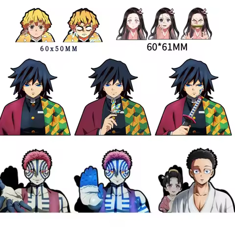 Creative Demon Slayer Sticker Women's Wear Tanjirou Zenitsu Inosuke Funny Anime Waterproof Laptop Tr