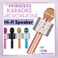 WS858 Wireless Portable Microphone Karaoke Bluetooth KTV Music Singing USB Speaker Player Hifi Handheld Mic Loudspeaker