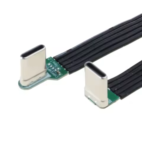 Bend Type C to Type C Flat Silicone Soft Wire Left and Right Angles 8 Length Option for Cameras and 